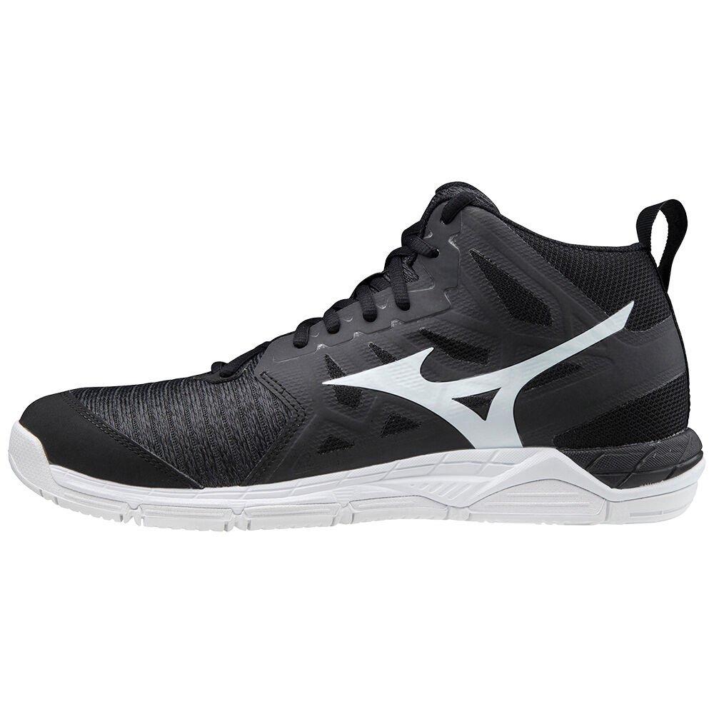 Mizuno Men's Volleyball Shoes Black/White/Grey Wave Supersonic 2 Mid Shoes - V1GA204550